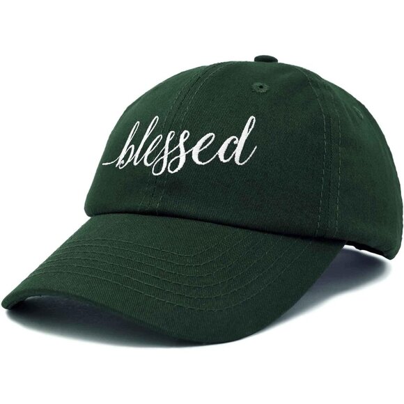 Women's Blessed Embroidered Green Soft Cotton Classic Dad Baseball Hat Cap - Picture 4 of 5